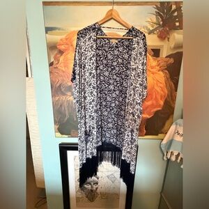 Democracy fringed kimono duster
